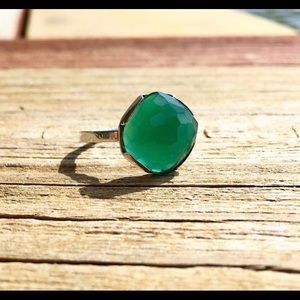 Green onyx, rose cut sterling silver